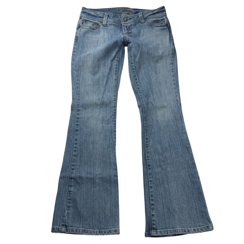 VTG Y2K American Eagle Artist Jeans 4 Reg Light Wash Ultra Low Rise Flare Denim